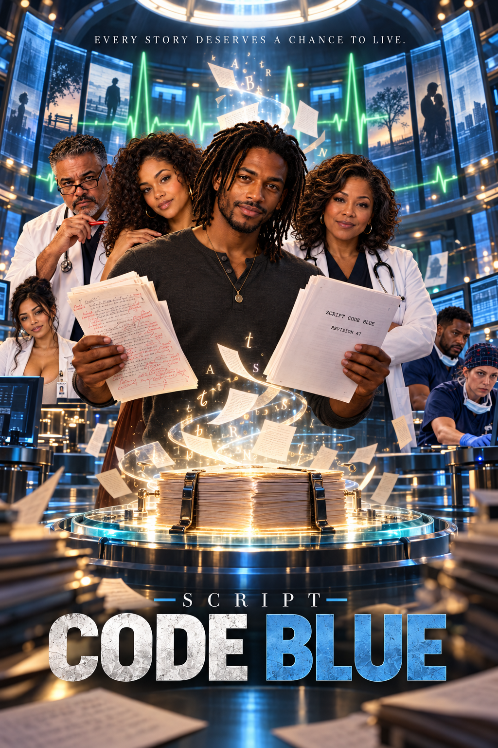 Selected Script Code Blue Greenlight Chamber concept poster
